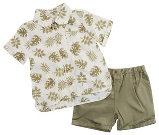 Thumbnail 1: PL KIDS Toddler Boys 2 Pc Button Front Shirt & Shorts Set 