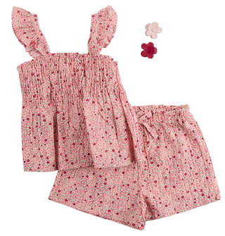 Thumbnail 2: B TWEEN Little Girls 2 Pc Floral Ruffle Shorts Set 