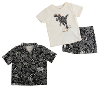 Thumbnail 1: Stitch & Stone Little Boys 3 Pc Button Down Shirt & Graphic Tee Set 