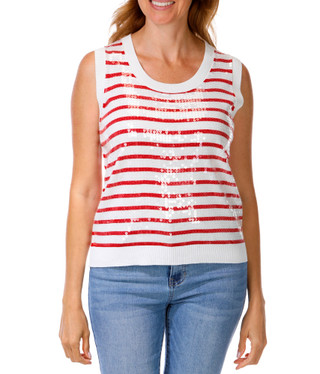 Thumbnail 1: BB Dakota Women's Sleeveless Sequin Stripe Top 