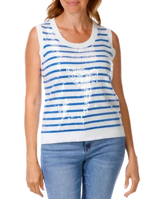 Thumbnail 1: BB Dakota Women's Sleeveless Sequin Stripe Top 