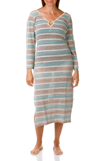 Thumbnail 1: SURF GYPSY Women's Plunged Texture Woven Swim Cover Up 