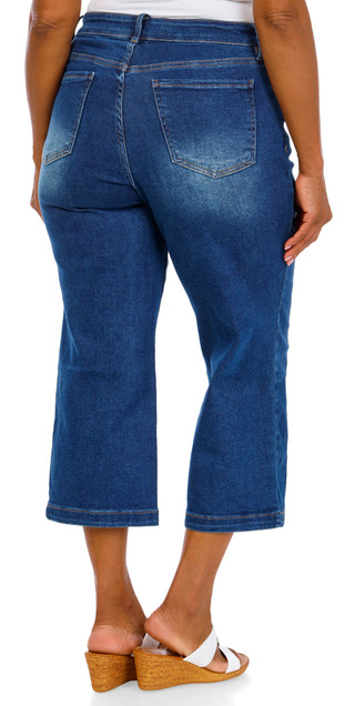 Thumbnail 4: Royalty For ME Women's Plus Wide Leg Denim Capris  