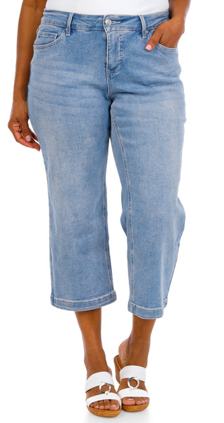 Thumbnail 1: Royalty For ME Women's Plus Wide Leg Denim Capris  