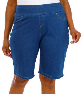 Thumbnail 1: Zac & Rachel Women's Plus Chambray Denim Skimmer Shorts  