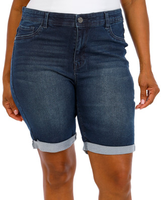 Thumbnail 1: Angels Women's Plus Denim Bermuda Shorts  