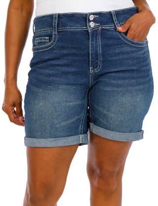 Thumbnail 1: Copper Flash Women's Plus Embroidered Pocket Denim Shorts  