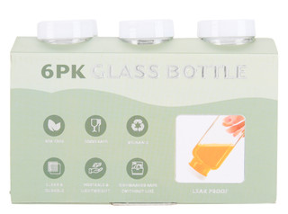 Thumbnail 2: GOURMET KITCHEN 6 Pk Glass Juice Bottles  