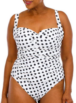 Thumbnail 1: Betsey Johnson Women's Plus Polka Dot One Piece Swimsuit  