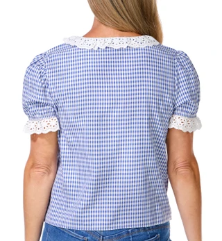 Thumbnail 2: BUNULU Women's Gingham Lace Collar Top 