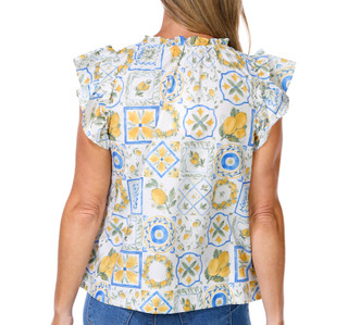 Thumbnail 3: BUNULU Women's Flutter Sleeve Split Neck Top 