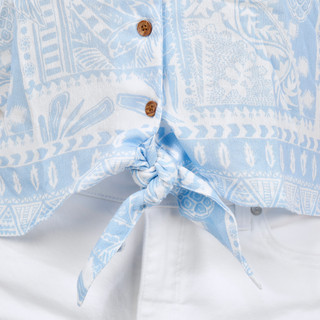 Thumbnail 2: Caribbean Joe Womens Short Sleeve Tie Front Button Top 