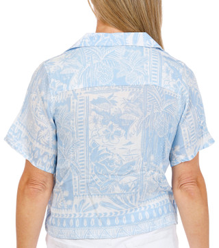 Thumbnail 2: Caribbean Joe Womens Short Sleeve Tie Front Button Top 