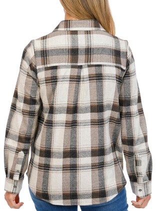 Thumbnail 2: FLAG & ANTHEM Womens Long Sleeve Knit Flannel Button Down Top 