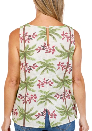 Thumbnail 2: Cece Womens Sleeveless Linen Texture Keyhole Back Top 