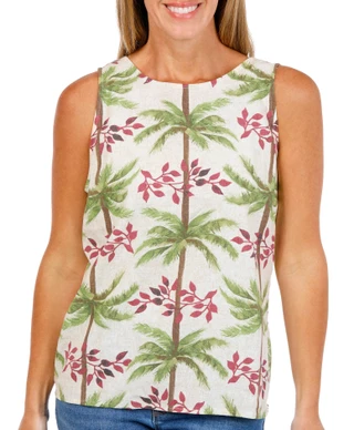 Thumbnail 1: Cece Womens Sleeveless Linen Texture Keyhole Back Top 
