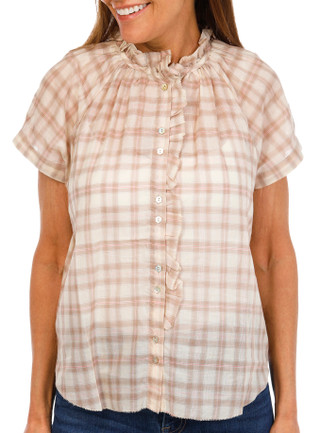 Thumbnail 1: JASON WU Women's Short Sleeve Button Front Top 