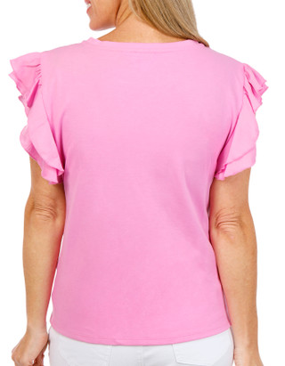Thumbnail 3: Cece Womens Short Sleeve Ruffle Crew Neck Top 