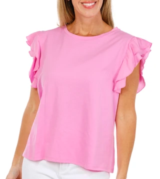 Thumbnail 1: Cece Womens Short Sleeve Ruffle Crew Neck Top 