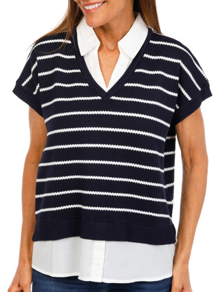 Thumbnail 1: Adrianna Papell Women's Short Sleeve 2Fer Top 