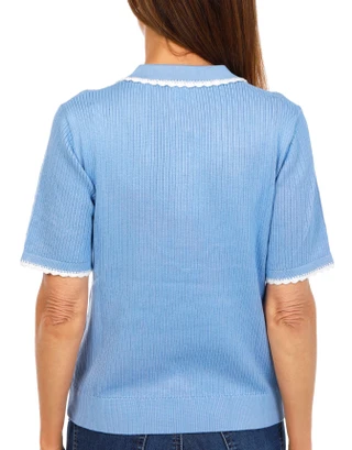 Thumbnail 2: Adrianna Papell Women's Short Sleeve Ribbed Sweater Top 
