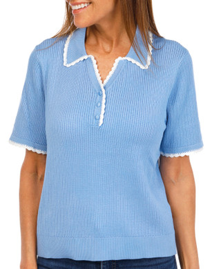 Thumbnail 1: Adrianna Papell Women's Short Sleeve Ribbed Sweater Top 