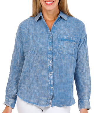 Thumbnail 1: FLAG & ANTHEM Women's Long Sleeve Gauze Boyfriend Button Down Top 