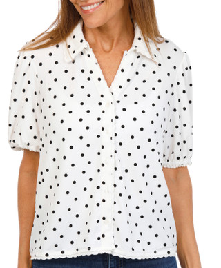 Thumbnail 1: Adrianna Papell Women's Button Front Crochet Trim Top 