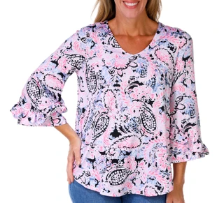 Thumbnail 1: Ruby Road Women's 3/4 Sleeve V-Neck Top 