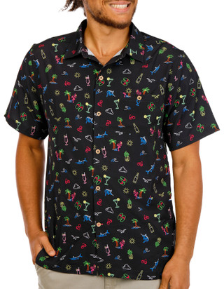 Thumbnail 1: Caribbean Joe Men's Tropical Happy Hour Button Down Shirt 
