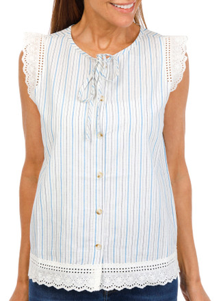 Thumbnail 1: BUNULU Women's Sleeveless Button Front Top 
