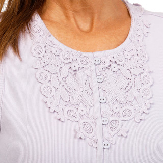 Thumbnail 3: JASON WU Women's Sleeveless Lace Trim Button Front Top 
