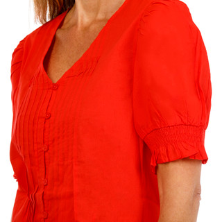 Thumbnail 2: 1 STATE Womens Short Sleeve Pleated Button Front Top 