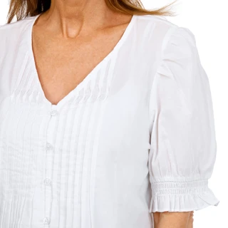 Thumbnail 2: 1 STATE Womens Short Sleeve Pleated Button Front Top 