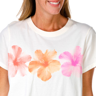 Thumbnail 3: COASTAL DREAMER Juniors Triple Hibiscus Boxy Graphic Tee 