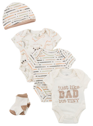 Thumbnail 2: Baby Essentials Baby Boys 5 Pc Just Like Daddy Bodysuit Set 