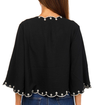 Thumbnail 3: Adrianna Papell Women's Embroidered Tie Front Top 
