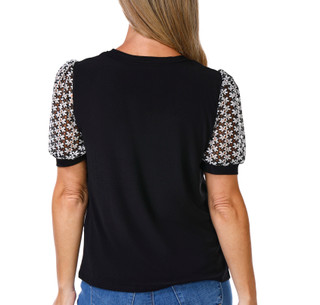 Thumbnail 2: Cece Women's Mixed Media Sleeve Top 