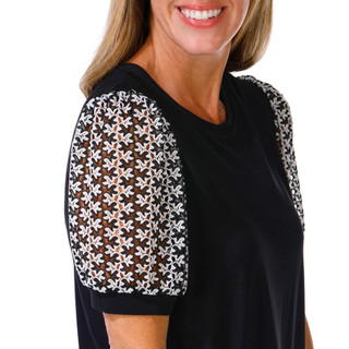 Thumbnail 3: Cece Women's Mixed Media Sleeve Top 