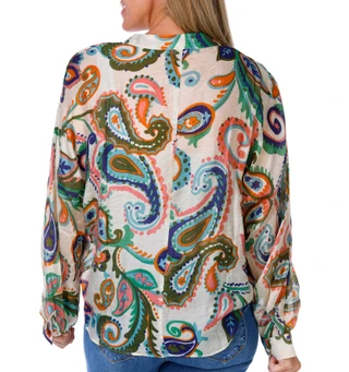 Thumbnail 2: 1 STATE Women's 3/4 Sleeve Button Front Top 