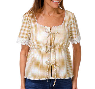Thumbnail 1: Bagatelle Women's Short Sleeve Square Neck Tie Front Top 