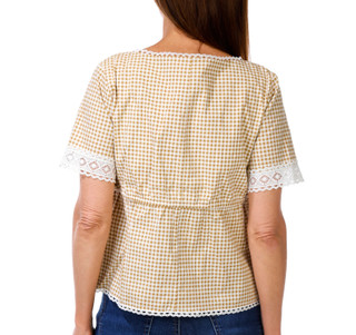 Thumbnail 3: Bagatelle Women's Short Sleeve Square Neck Tie Front Top 