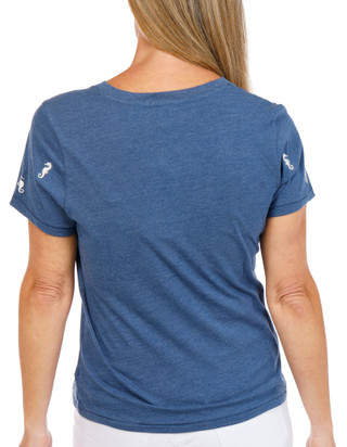 Thumbnail 2: Wild Fox Womens Short Sleeve V Neck Embroidered Top 