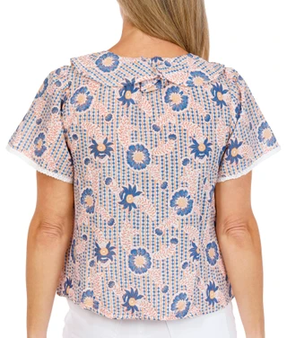 Thumbnail 2: C&C California Womens Short Sleeve Ruffle Neck Top 