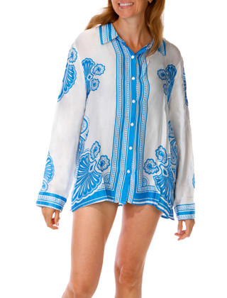 Thumbnail 1: SURF GYPSY Women's Print Button Up Swimsuit Cover Up 