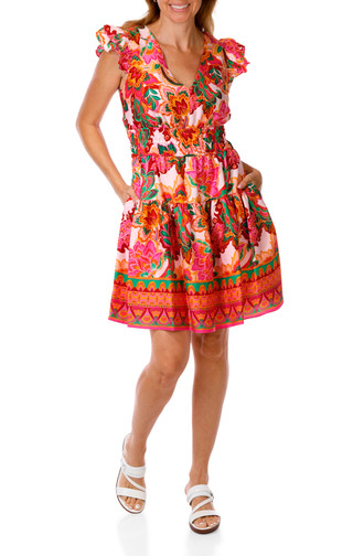 Thumbnail 1: Vince Camuto Women's Floral Print V-Neck Tiered Dress 