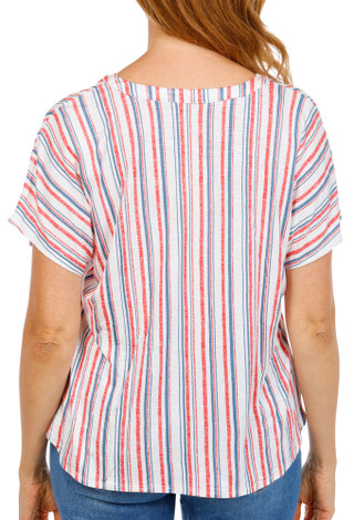 Thumbnail 2: Chenault Women's Stripe Print Tie Front Top  