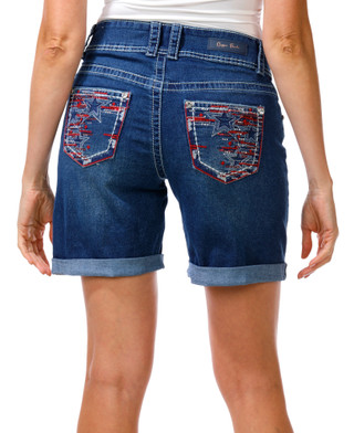 Thumbnail 1: Copper Flash Women's Americana 5 Pocket Stretch Bling Back Shorts 