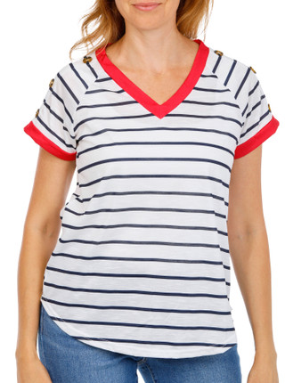 Thumbnail 1: Good Days Only Women's Stripe Print Top  