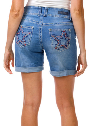 Thumbnail 1: Copper Flash Women's Americana Stretch 5 Pocket Bling Back Sorts 